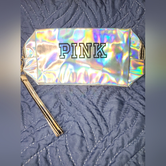 NWOT Colorful Iridescent Makeup Bag PLUS 2 Containers ~NOT VICTORIA'S SECRET. - Picture 2 of 6